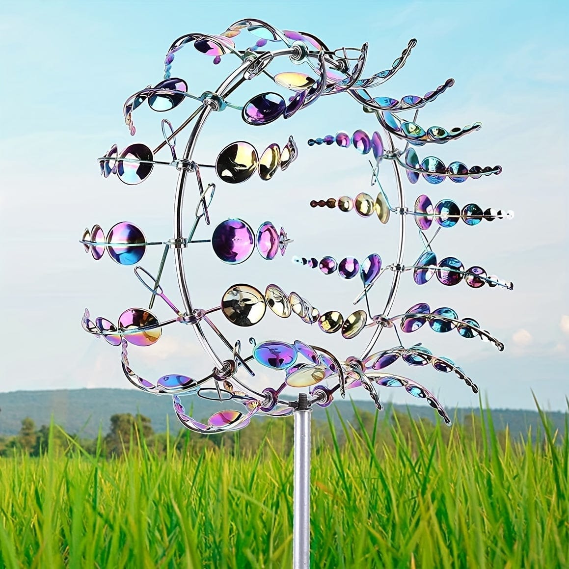 1 Stück Magischer Metall-Windmühle, 3D Metall Outdoor Windspiel für Hof und Garten, Einzigartige Metall kinetische Winds skulpturen & Windspiel, Windfänger Metall Outdoor Rasen Terrasse Dekoration Wind skulptur