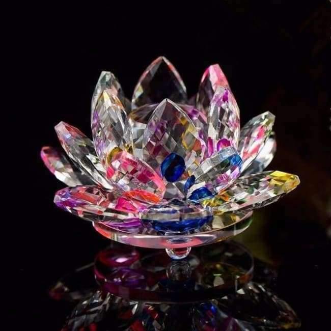 85mm Kristall Lotus Kunsthandwerk Glasblumen Miniaturen Briefbeschwerer Tischornamente Geschenk Heimdekoration Zubehör