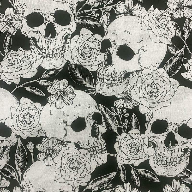 Cool 100% cotton fabric Black/White underside Skull Rose pattern Digital print sewing material DIY home patchwork dress clothing