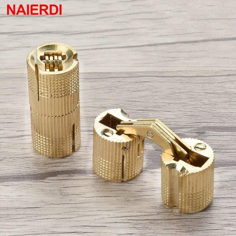 Kupfer Messing Möbel Scharniere 8-18mm Zylindrische Verborgene Schrank Unsichtbare Türscharniere Für Hardware Geschenkbox