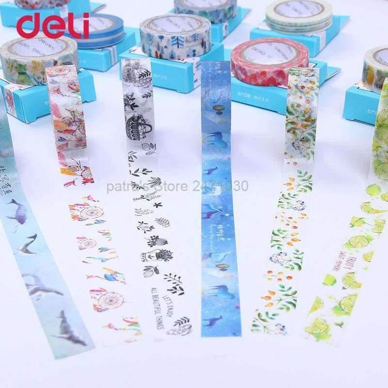 Creative colorful tape set for DIY scrapbooking, stickers, labels, decorative school supplies, stationery