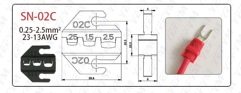 Crimping jaws SN-48B / 48BS / 02C / 2549 / 03H / 2546B / 2WF2C / 06WF / 16WF / 06, used for crimping connectors