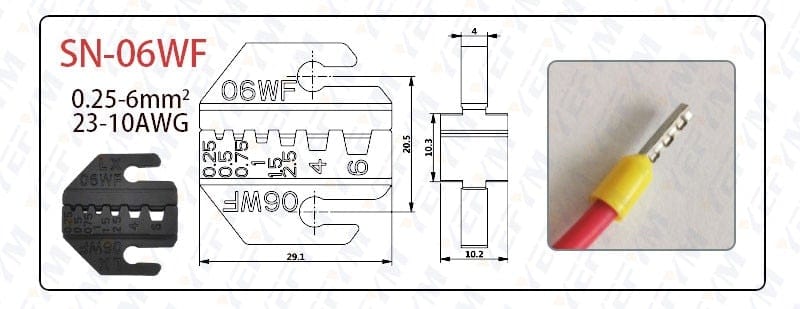Crimping jaws SN-48B / 48BS / 02C / 2549 / 03H / 2546B / 2WF2C / 06WF / 16WF / 06, used for crimping connectors