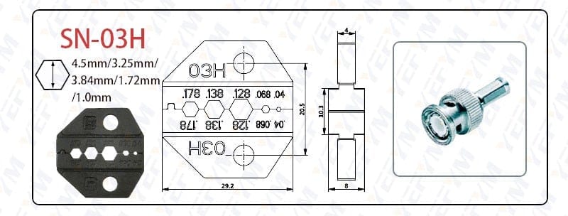 Crimping jaws SN-48B / 48BS / 02C / 2549 / 03H / 2546B / 2WF2C / 06WF / 16WF / 06, used for crimping connectors