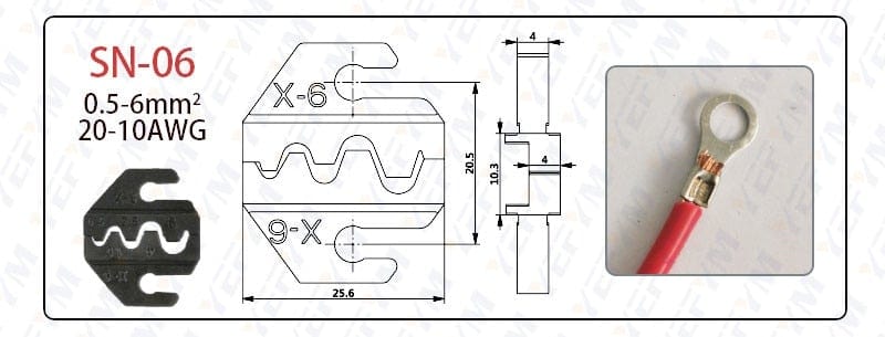 Crimping jaws SN-48B / 48BS / 02C / 2549 / 03H / 2546B / 2WF2C / 06WF / 16WF / 06, used for crimping connectors