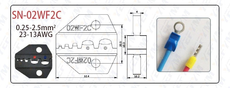 Crimping jaws SN-48B / 48BS / 02C / 2549 / 03H / 2546B / 2WF2C / 06WF / 16WF / 06, used for crimping connectors