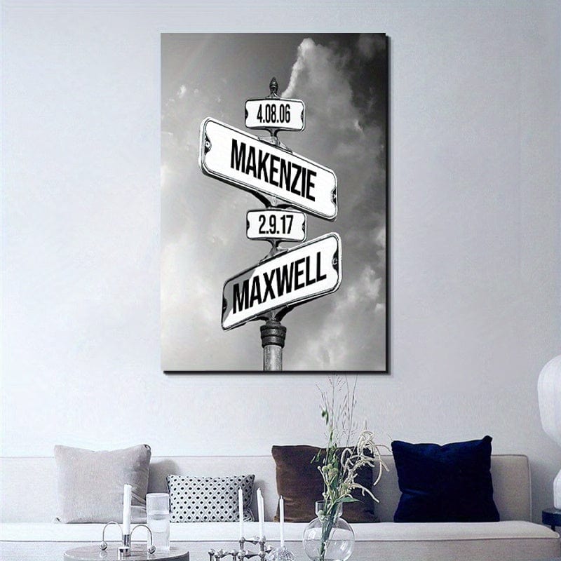 Personalisierte Wegweiser Poster Leinwanddruck für Innendekoration Ideales Geschenk für Zuhause Büro Wohnzimmer Schlafzimmer Küche