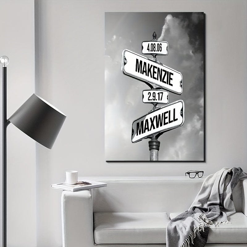 Personalisierte Wegweiser Poster Leinwanddruck für Innendekoration Ideales Geschenk für Zuhause Büro Wohnzimmer Schlafzimmer Küche
