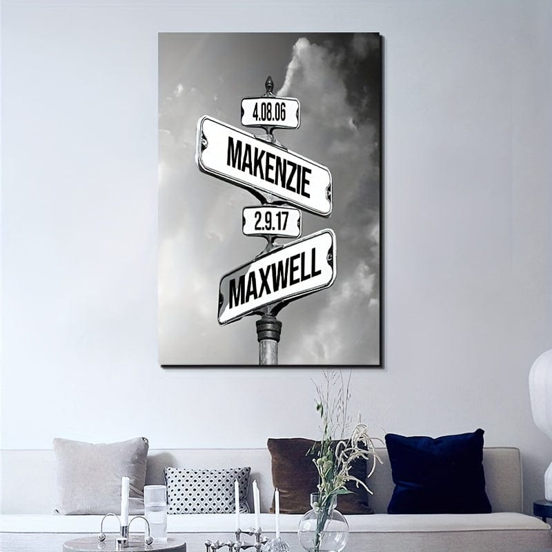 Personalisierte Wegweiser Poster Leinwanddruck für Innendekoration Ideales Geschenk für Zuhause Büro Wohnzimmer Schlafzimmer Küche