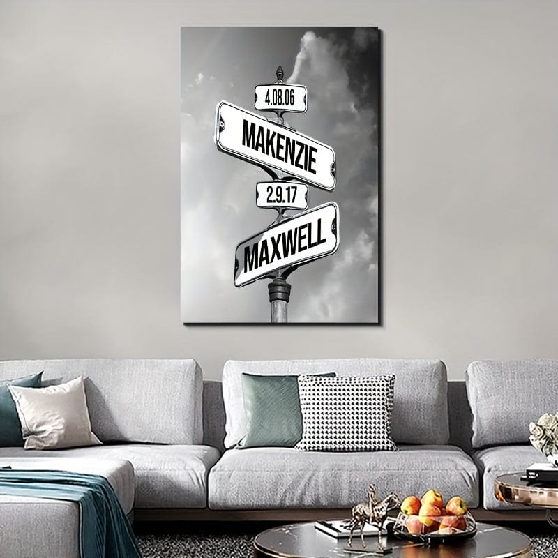 Personalisierte Wegweiser Poster Leinwanddruck für Innendekoration Ideales Geschenk für Zuhause Büro Wohnzimmer Schlafzimmer Küche