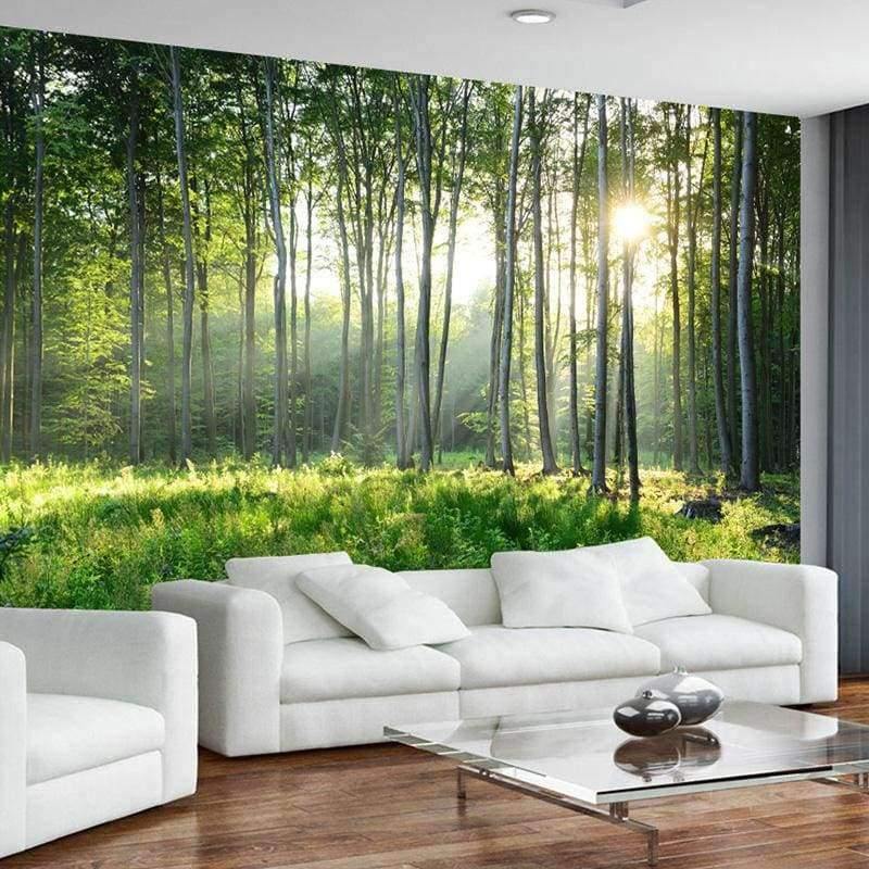 Benutzerdefinierte Fototapete 3D Grüner Wald Naturlandschaft Große Wandbilder Wohnzimmer Sofa Schlafzimmer Moderne Wandmalerei Wohnkultur