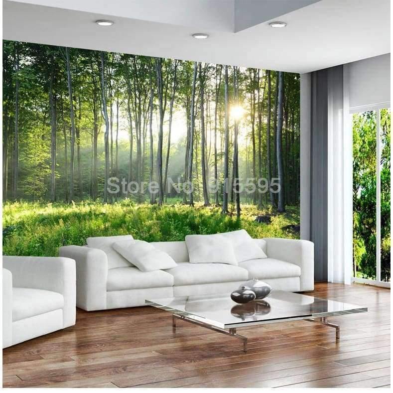 Benutzerdefinierte Fototapete 3D Grüner Wald Naturlandschaft Große Wandbilder Wohnzimmer Sofa Schlafzimmer Moderne Wandmalerei Wohnkultur