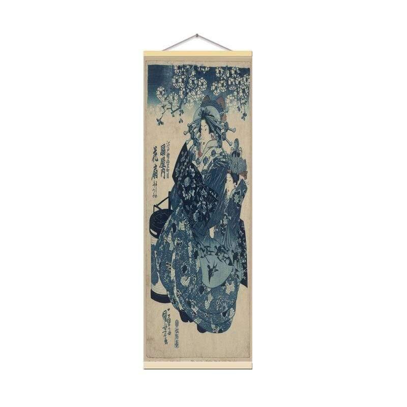 Japanisches Ukiyoe-Poster für HD-Leinwand-Wandbilder zur Dekoration des Wohnzimmers Wandkunst mit Massivholz Hängescroll