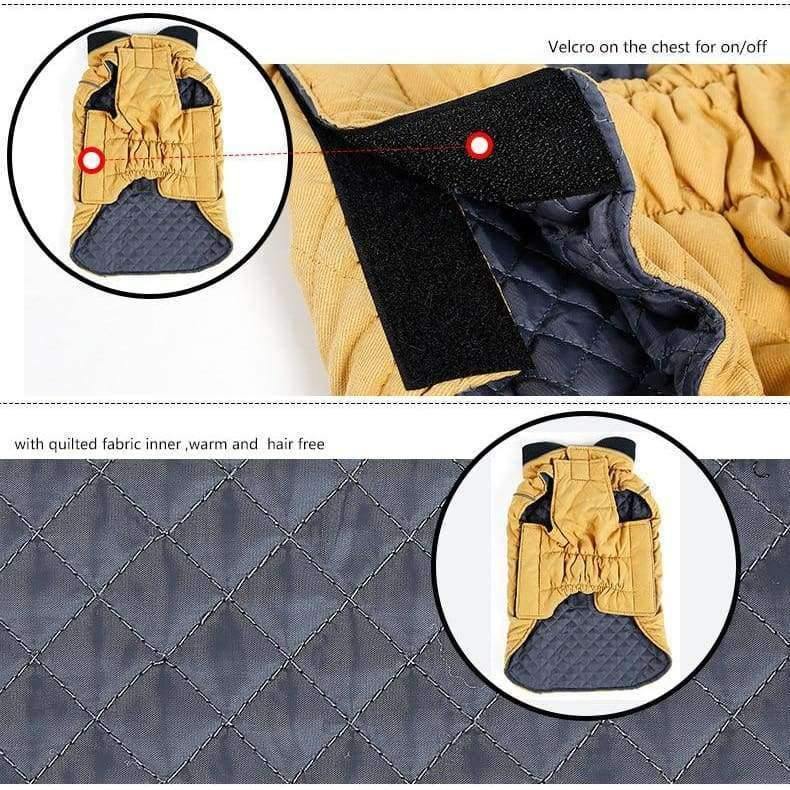 Qualität Hundekleidung Gep quilteter Hundemantel Wasserabweisend Winter Hund Haustierjacke Weste Retro Gemütlich Warm Haustier Outfit Kleidung Große Hunde