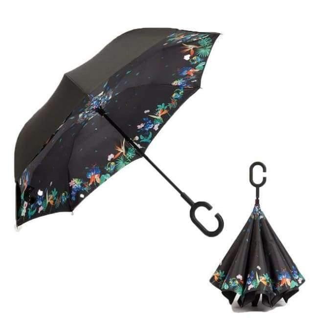 Reverse Fold Double Layer Inverted Chuva Umbrella Self-Standing Inside Out Rain Protection C-Hook Hands for Car