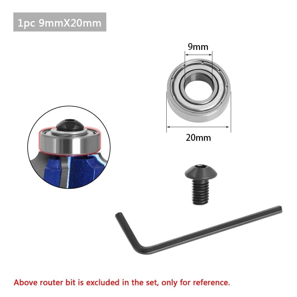 Durable steel bearing accessory kit fits for router bits heads and shank top mounted 1/2, 3/8, 3/4 bearing &amp; retaining ring