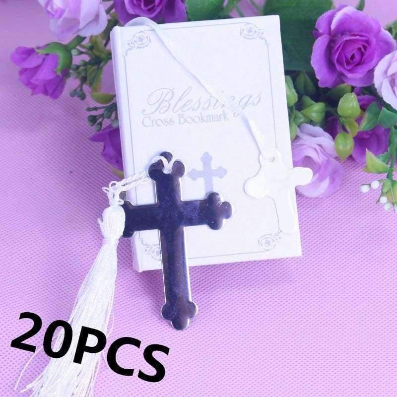 20PCS Boxed Blessings Silber Bibel Kreuz Lesezeichen Hochzeiten Baby Dusche Souvenirs Heilige Kommunion Hochzeitsgeschenke und Geschenke für Gäste