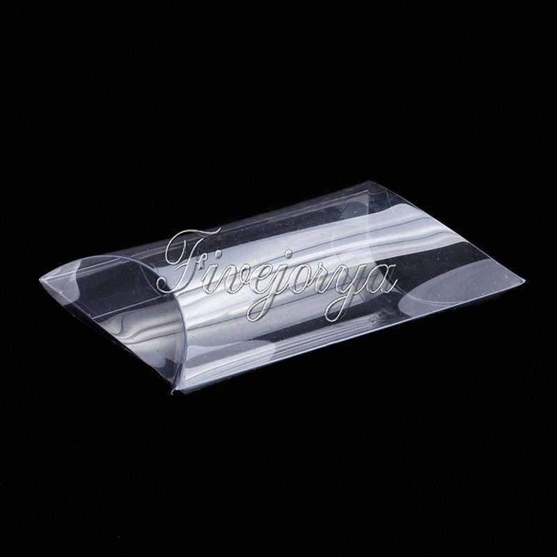50 sts/lot Klare PVC Kissenboxen Hochzeitsgeschenk / Baby Shower Junge / Braut Süßigkeiten Geschenkbox Partybedarf