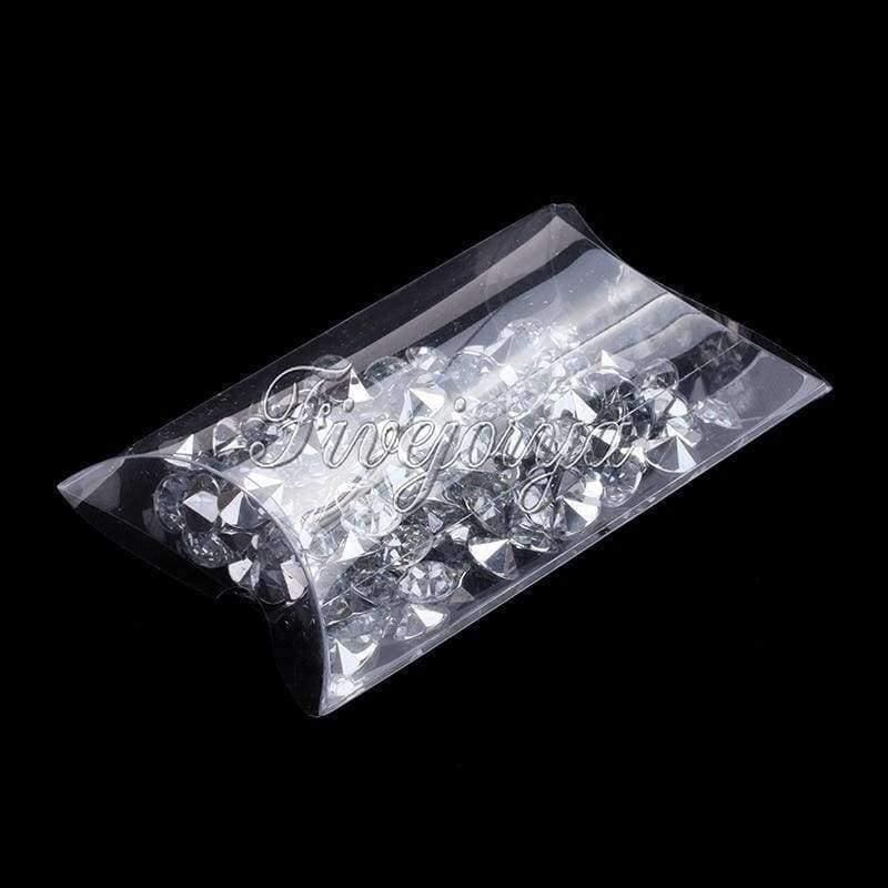 50 sts/lot Klare PVC Kissenboxen Hochzeitsgeschenk / Baby Shower Junge / Braut Süßigkeiten Geschenkbox Partybedarf