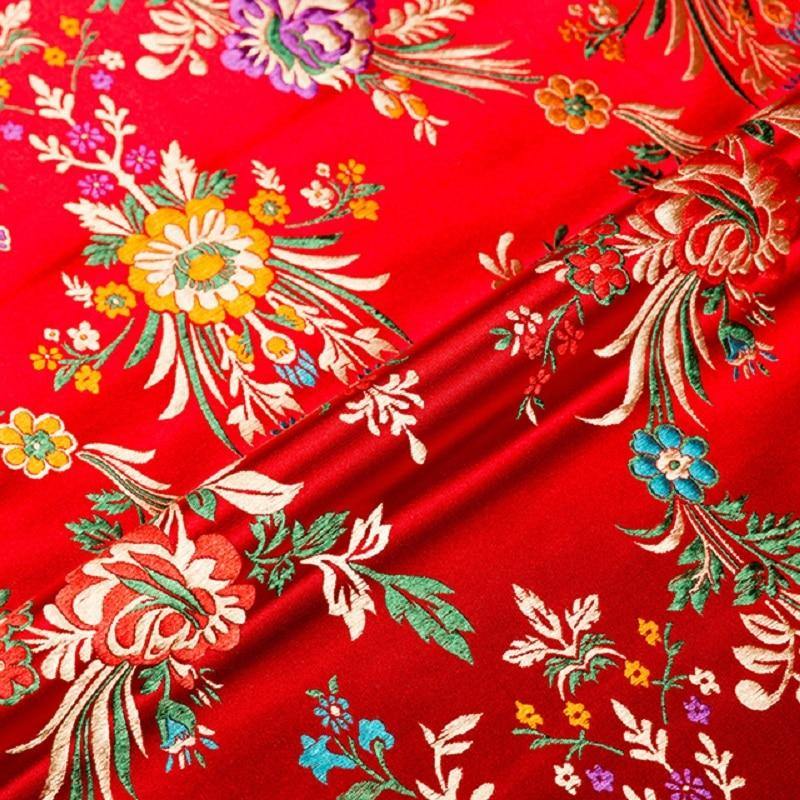 Flower fabrics brocade jacquard patterned fabric for sewing cheongsam and kimono material for DIY