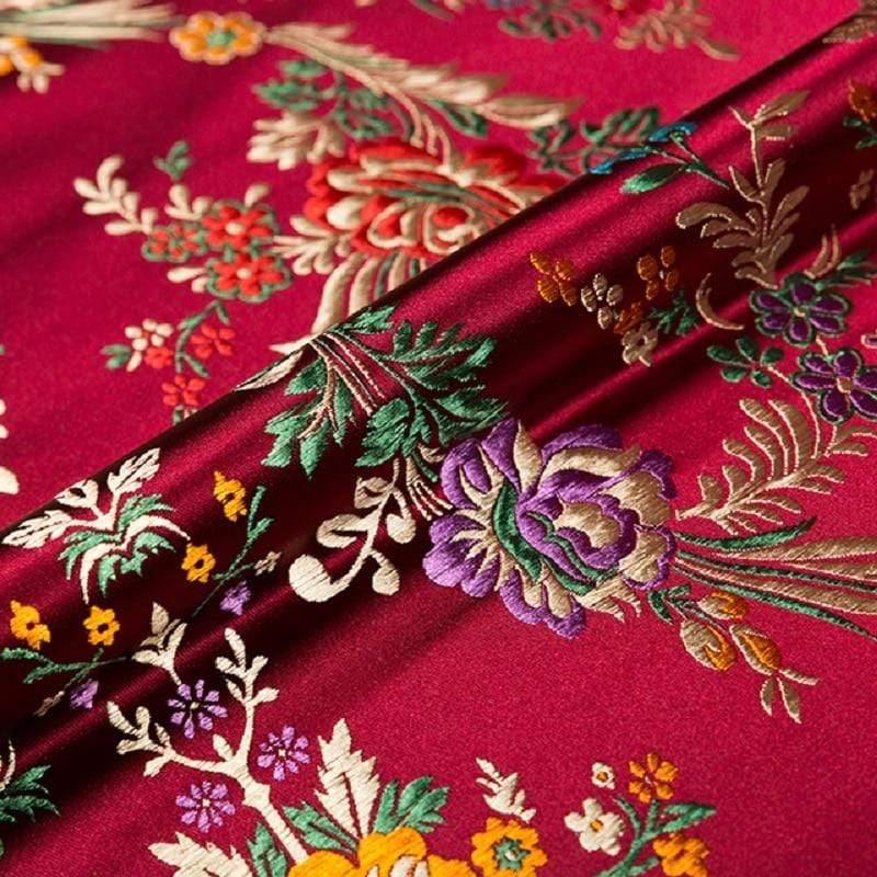 Flower fabrics brocade jacquard patterned fabric for sewing cheongsam and kimono material for DIY