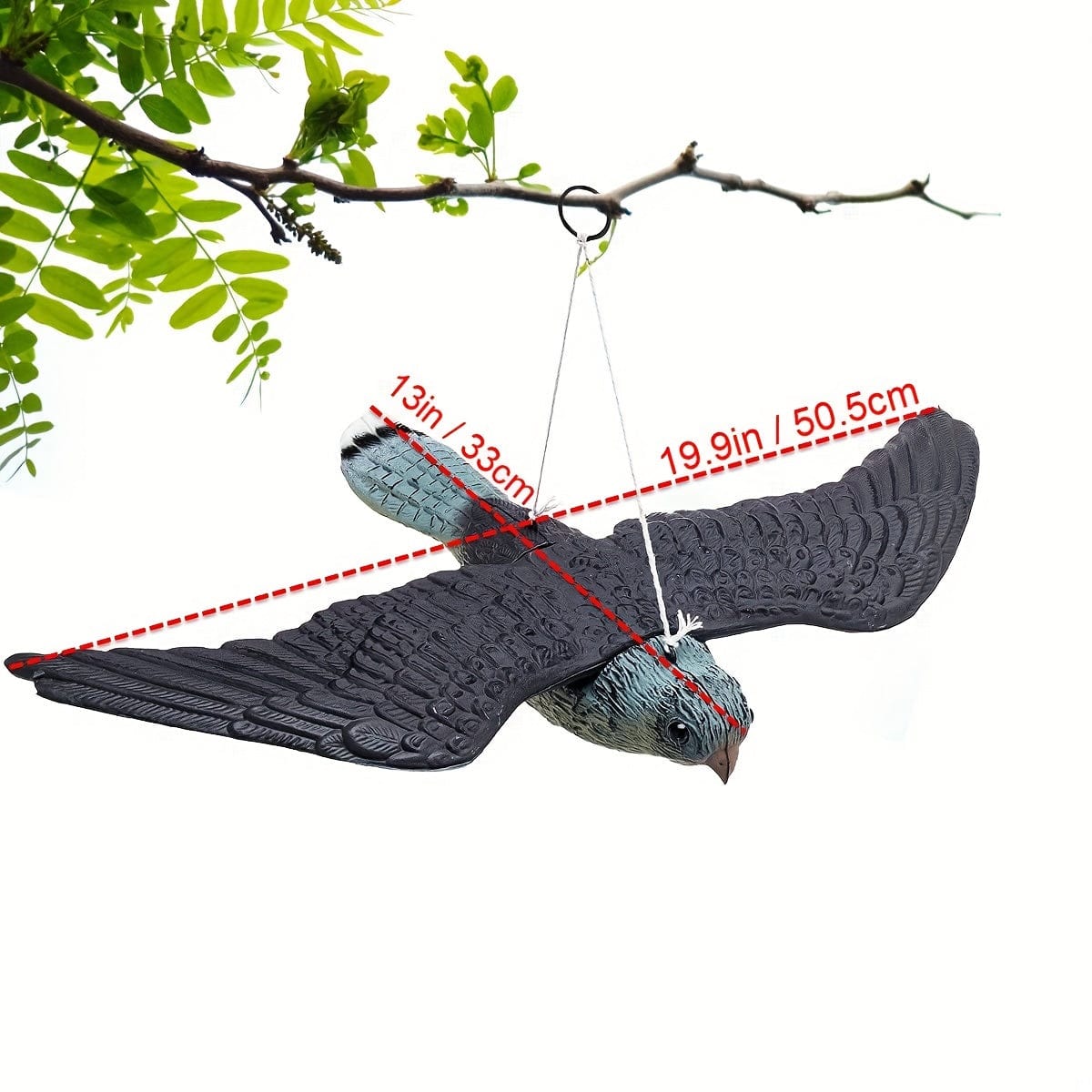 Lebensechter fliegender Falkenattrappe - Vogelabwehr mit Hängetr ger für Gartendekoration und Outdoor-Urlaubsdekoration