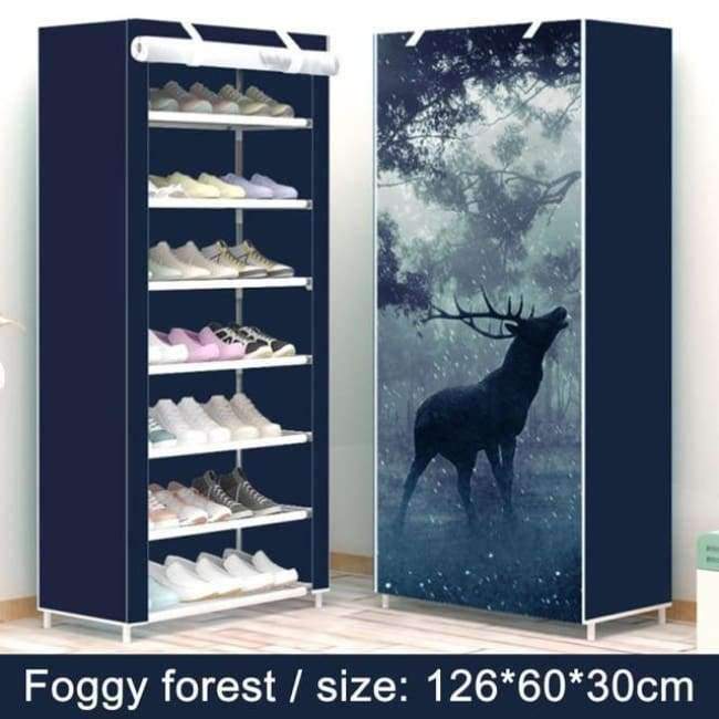 Schuhregal 8-lagig 7-Gitter Vliesstoffe großer Schuhschrank Organisator abnehmbarer Schuhaufbewahrung für Wohnmöbel