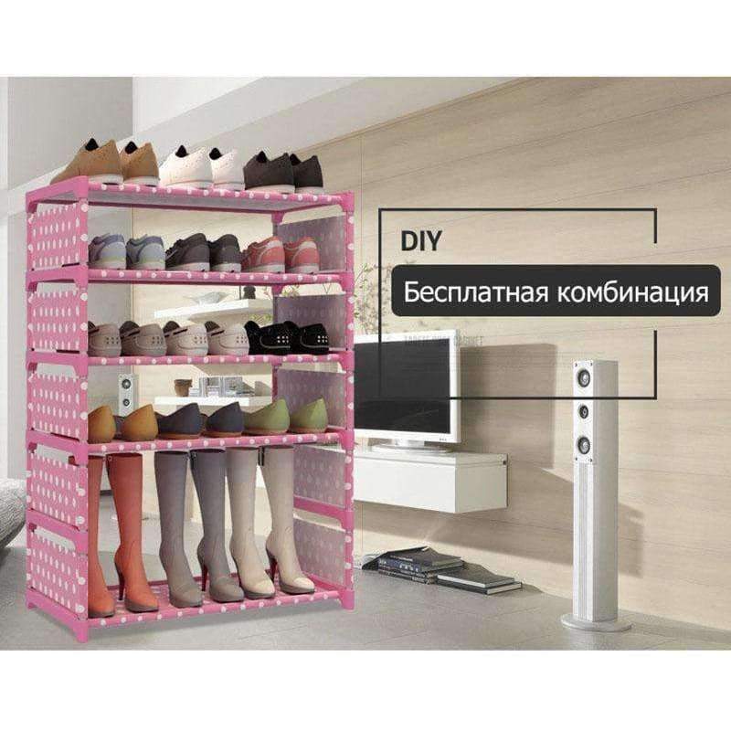 Vierlagiges Vliesstoff Einfacher Schuhregal Multifunktions-Schuhschrank Bücherregal Spielzeug Pflanzen Aufbewahrungsregal Organizer Möbel