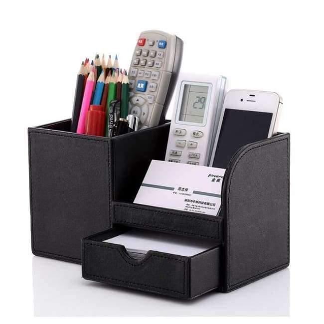 Box Voll Halbe PU Leder Fall Schreibtisch Schreibwaren Organizer Aufbewahrungsbox Schreibtisch Zubehör Schul- & Bürobedarf