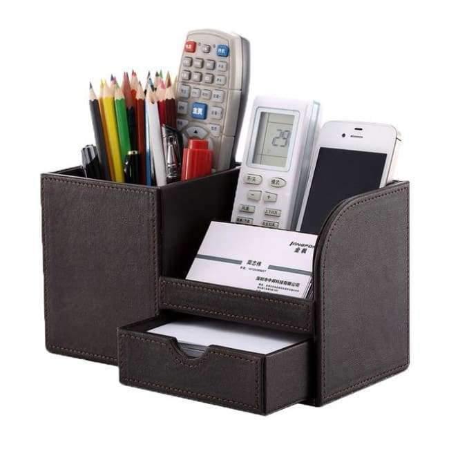 Box Voll Halbe PU Leder Fall Schreibtisch Schreibwaren Organizer Aufbewahrungsbox Schreibtisch Zubehör Schul- & Bürobedarf