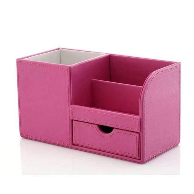 Box Voll Halbe PU Leder Fall Schreibtisch Schreibwaren Organizer Aufbewahrungsbox Schreibtisch Zubehör Schul- & Bürobedarf