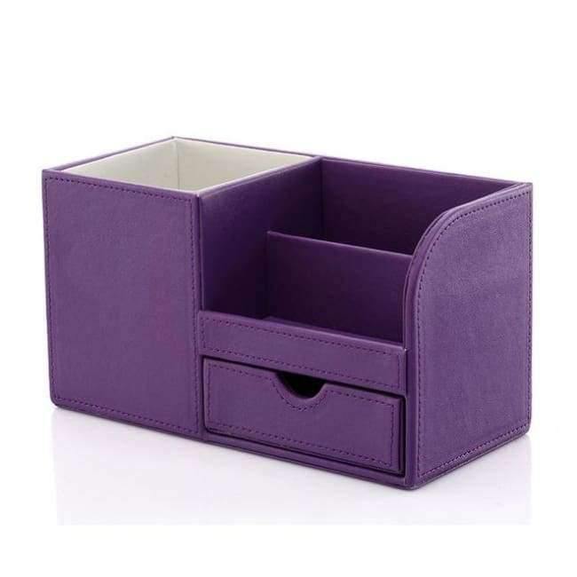 Box Voll Halbe PU Leder Fall Schreibtisch Schreibwaren Organizer Aufbewahrungsbox Schreibtisch Zubehör Schul- & Bürobedarf