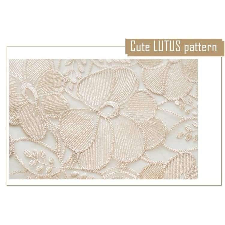 Leichtkaffee Pure Organza Spitzeneinfassung LOTUS Bestickte Tischdecke