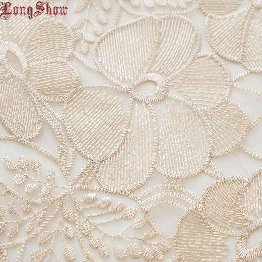 Leichtkaffee Pure Organza Spitzeneinfassung LOTUS Bestickte Tischdecke