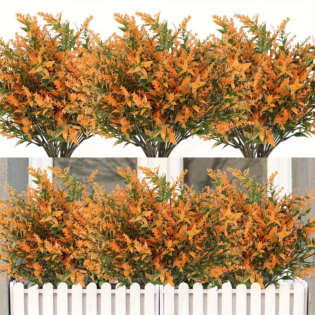 10 Bündel Künstliche Lavendelblumen Außen UV-beständige Fake Blumen Kein Verblassen Falsche Plastikpflanzen Garten Veranda Fensterbank Dekoration Innen Außen Hängender Pflanzer Zuhause Küche Büro Hochzeit Garten Dekor