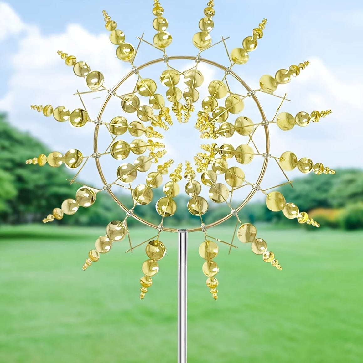 1 Stück Magischer Metall-Windmühle, 3D Metall Outdoor Windspiel für Hof und Garten, Einzigartige Metall kinetische Winds skulpturen & Windspiel, Windfänger Metall Outdoor Rasen Terrasse Dekoration Wind skulptur