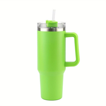 1 Stück 40 Oz Tumbler mit Deckel und Strohhalm, 18/8 Edelstahl Vakuum isolierter Reisebecher, Thermo- & Eiskaffee-Becher, doppelwandige auslaufsichere Sportwasserflasche für heiße und kalte Getränke