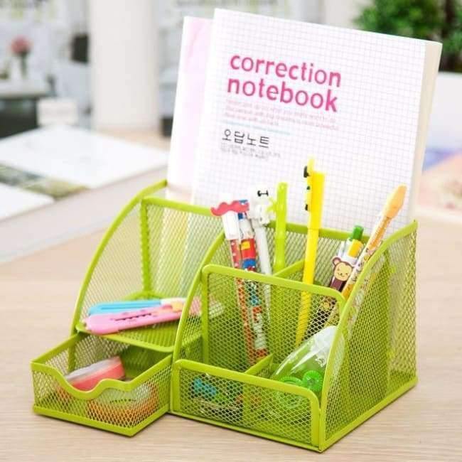 7-Zellen-Metallgitter-Desktop-Bürostift-Bleistift-Halter Eisen-Schreibtisch-Organizer für Scheren Lineal Schreibwaren Schulbedarf Zubehör