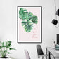 Grünes Blatt Rosa Hintergrund Frische Nordic Stil Wandkunst Leinwanddruck HD Bild Für Wohnzimmer Wohnkultur
