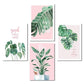 Grünes Blatt Rosa Hintergrund Frische Nordic Stil Wandkunst Leinwanddruck HD Bild Für Wohnzimmer Wohnkultur