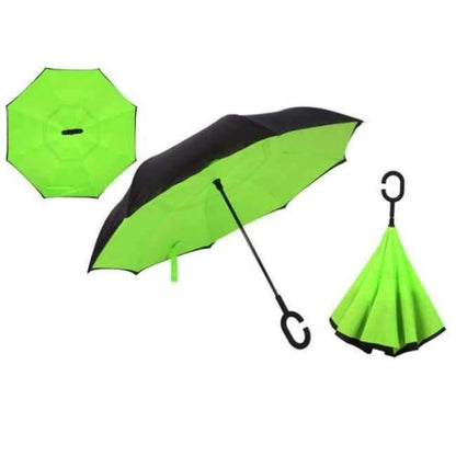 Reverse Fold Double Layer Inverted Chuva Umbrella Self-Standing Inside Out Rain Protection C-Hook Hands for Car