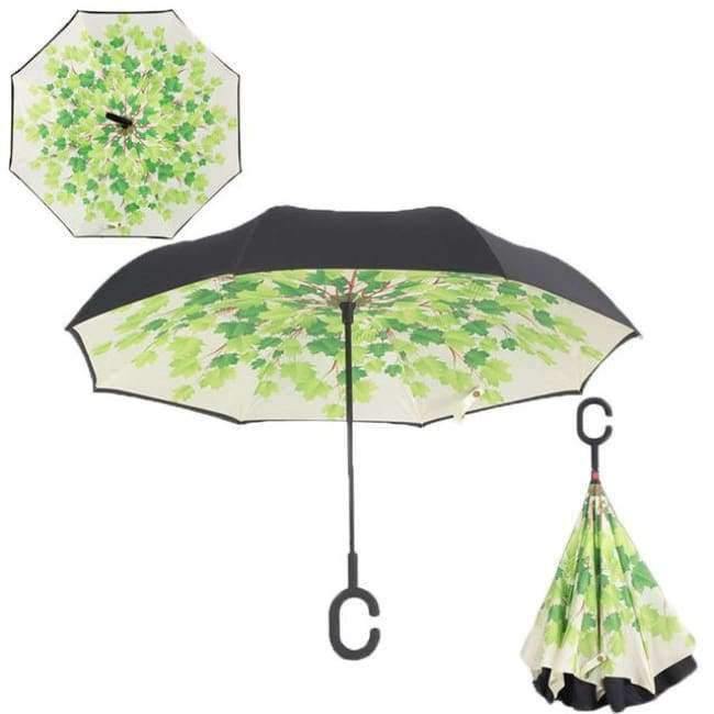 Reverse Fold Double Layer Inverted Chuva Umbrella Self-Standing Inside Out Rain Protection C-Hook Hands for Car