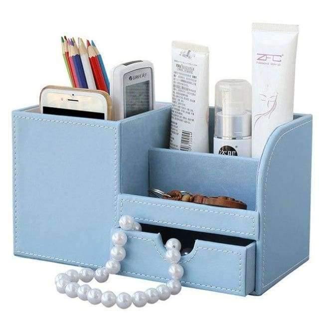 Box Voll Halbe PU Leder Fall Schreibtisch Schreibwaren Organizer Aufbewahrungsbox Schreibtisch Zubehör Schul- & Bürobedarf