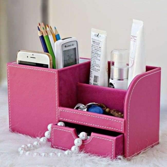 Box Voll Halbe PU Leder Fall Schreibtisch Schreibwaren Organizer Aufbewahrungsbox Schreibtisch Zubehör Schul- & Bürobedarf