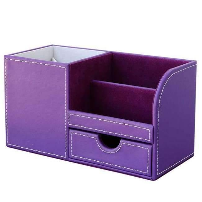 Box Voll Halbe PU Leder Fall Schreibtisch Schreibwaren Organizer Aufbewahrungsbox Schreibtisch Zubehör Schul- & Bürobedarf