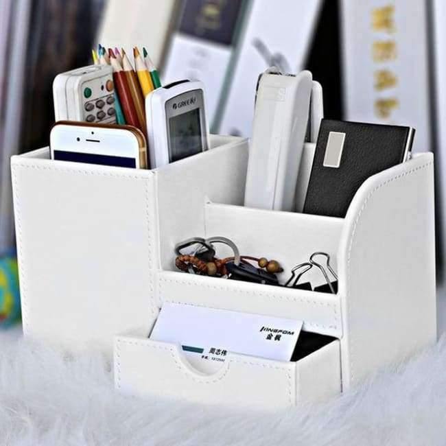 Box Voll Halbe PU Leder Fall Schreibtisch Schreibwaren Organizer Aufbewahrungsbox Schreibtisch Zubehör Schul- & Bürobedarf