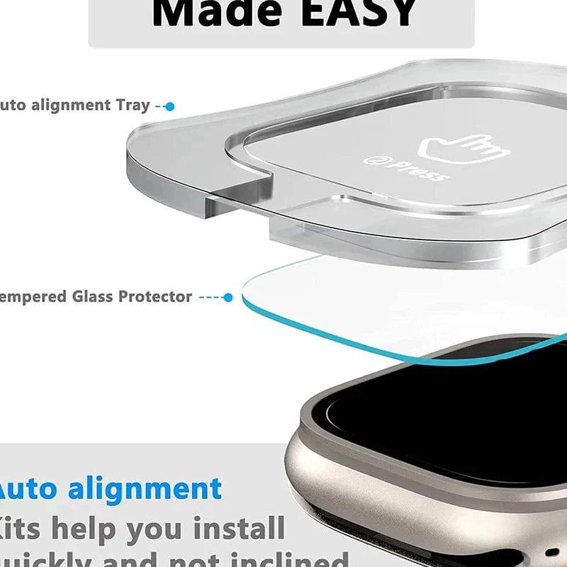 HD gehärtete Glasfolie für Apple Watch Series Ultra 49mm mit Ausrichtungswerkzeug Einfach zu installierender Bildschirm-Schutzfolie für iWatch Ultra 2
