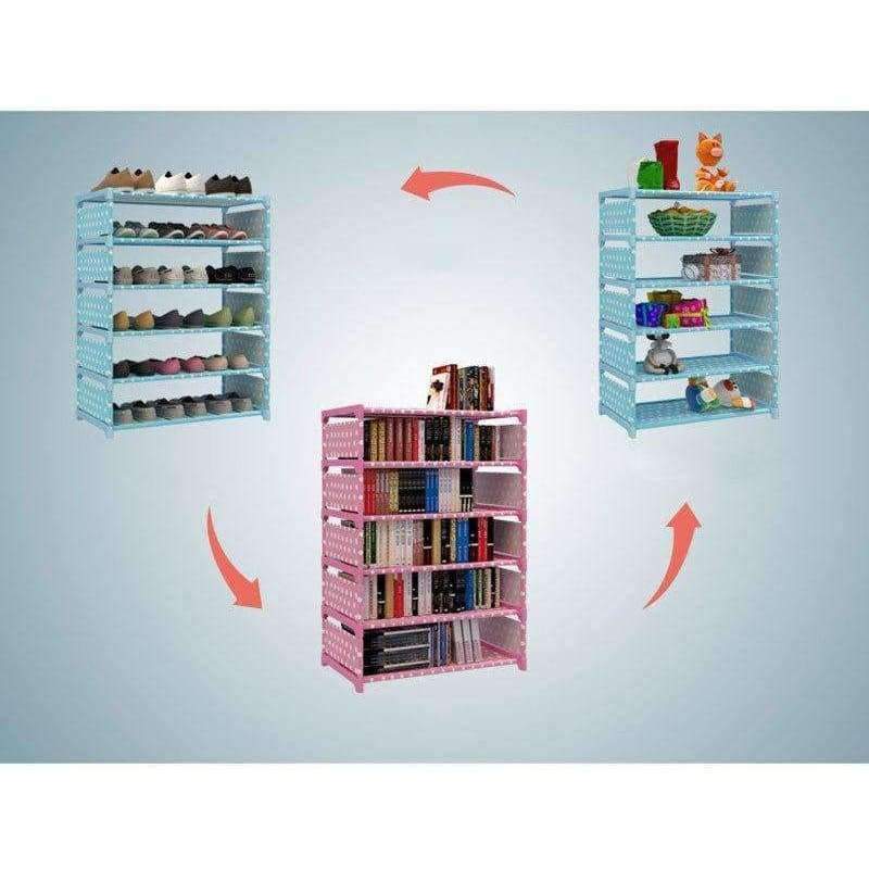 Vierlagiges Vliesstoff Einfacher Schuhregal Multifunktions-Schuhschrank Bücherregal Spielzeug Pflanzen Aufbewahrungsregal Organizer Möbel