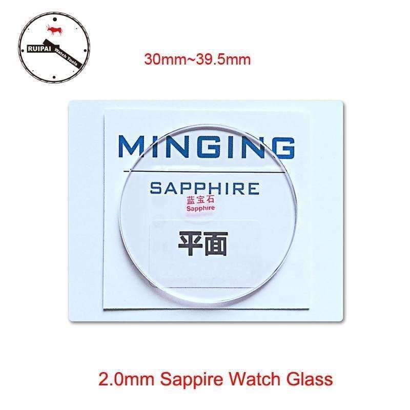 High-quality 2.0 mm thick sapphire watch glass 30 mm~39.5 mm watch tool replacement sapphire watch glass