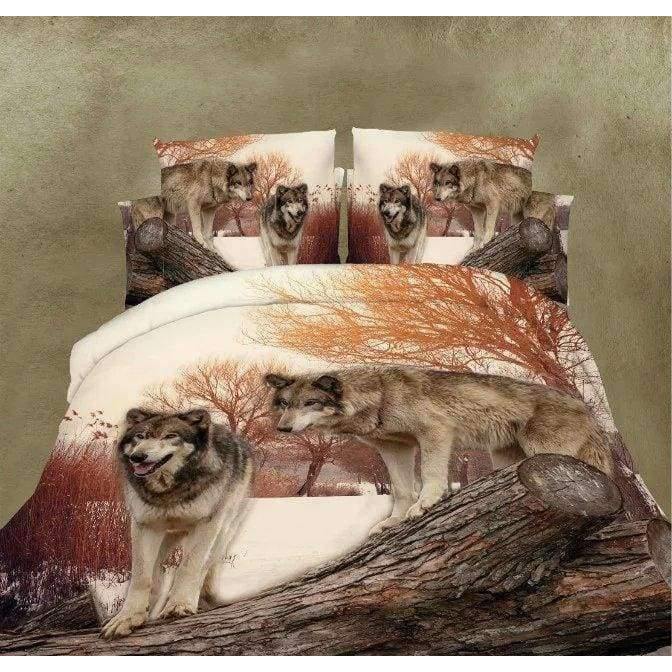 Hochwertige Luxus 3D Tiger Wolf Bettwäsche Set Western Stil Heimtextilien Bettwäsche Bettbezug Kissenbezug Tagesdecke